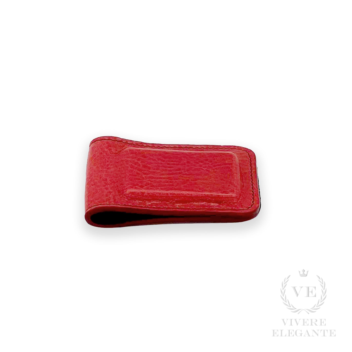 Ferma soldi cuoio rosso