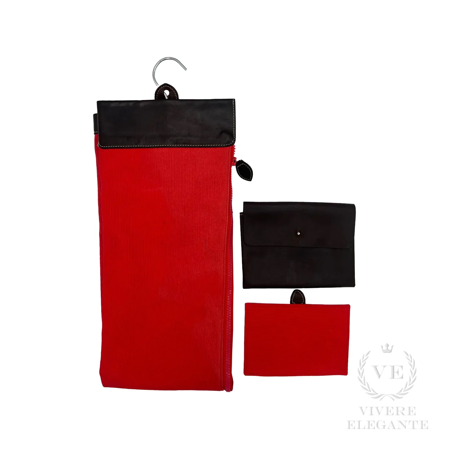 Porta cravatte rosso canvas cuoio