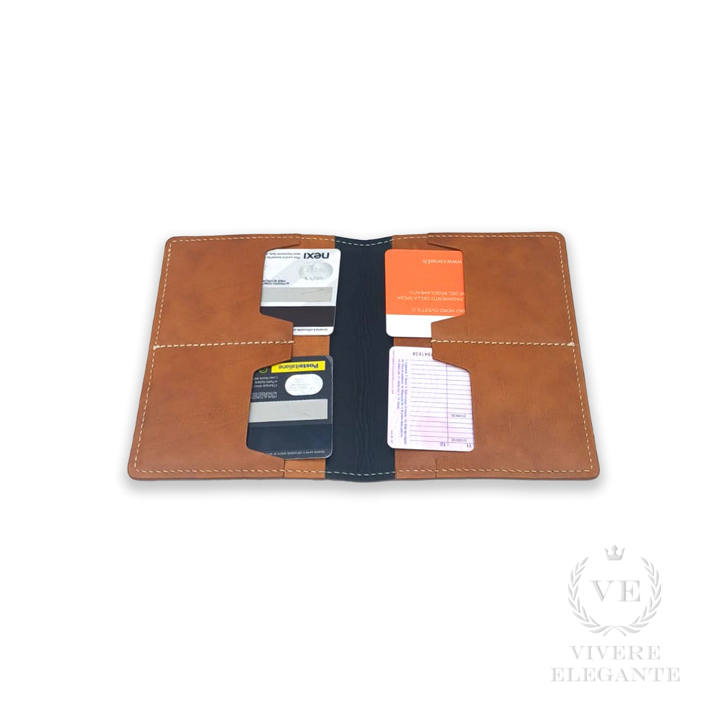 Porta documenti in cuoio marrone chiaro