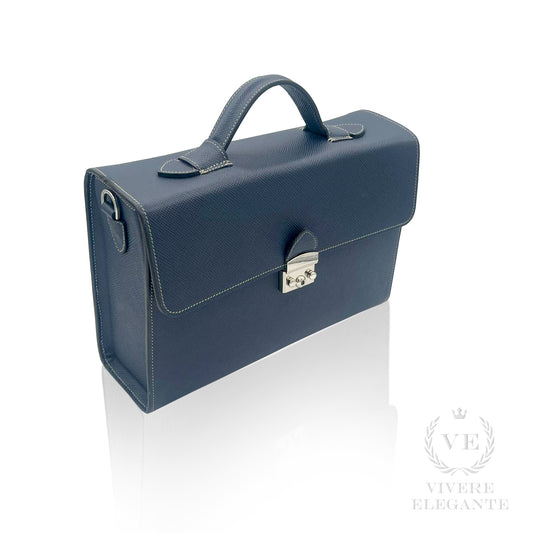 Salomè media in pelle Saffiano blu