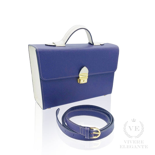 Salomè media viola e bianco in pelle Saffiano