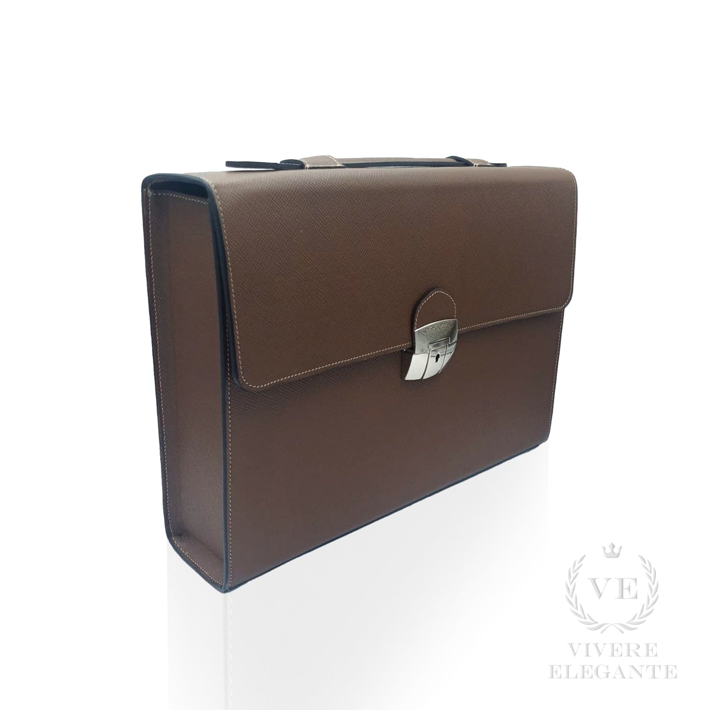 Salomè media in pelle Saffiano marrone