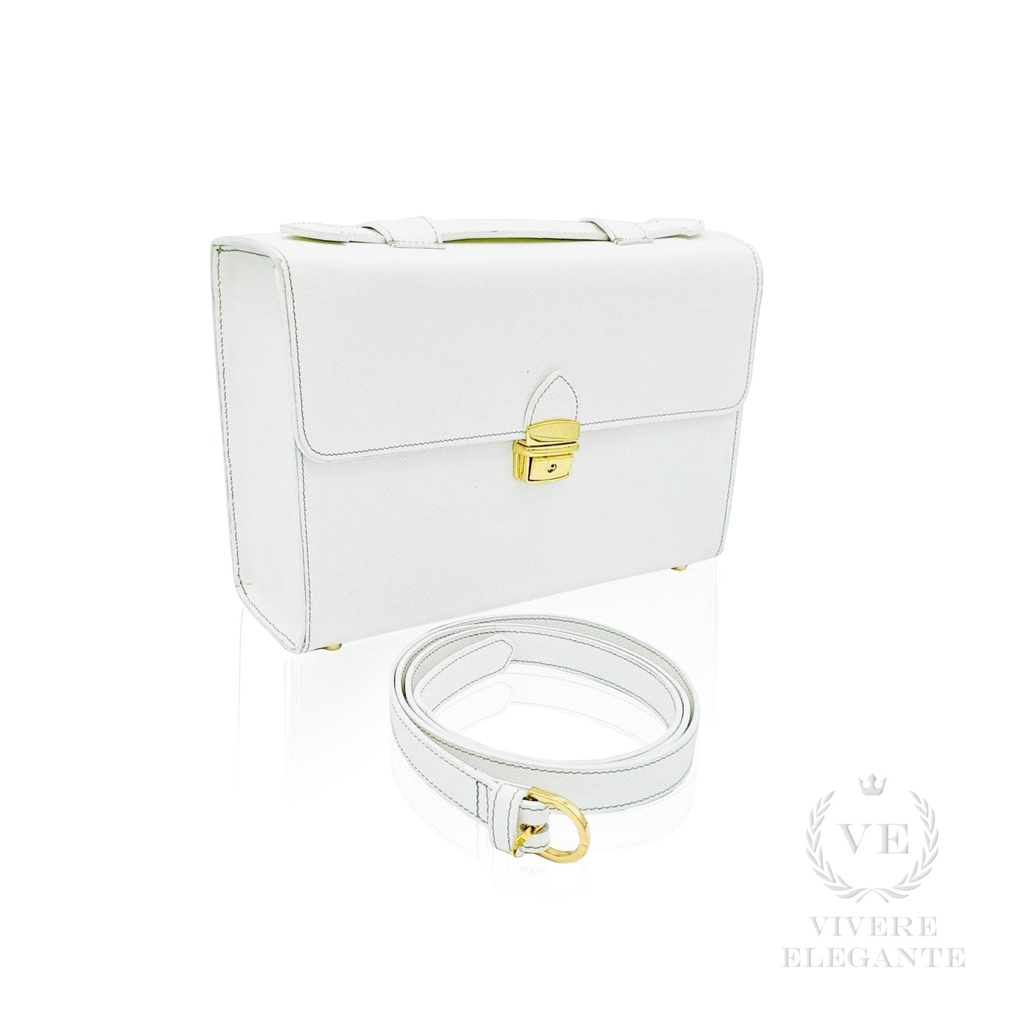 Salomè media bianca in pelle Saffiano