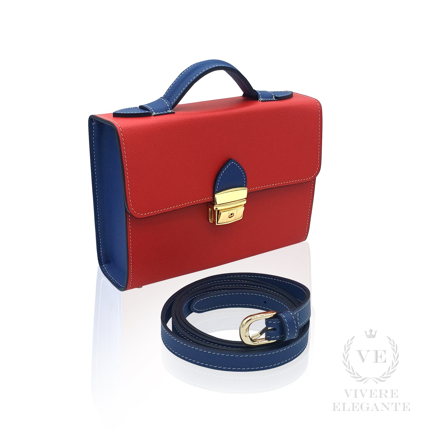 Salomè piccola rosso e blu in pelle martellata