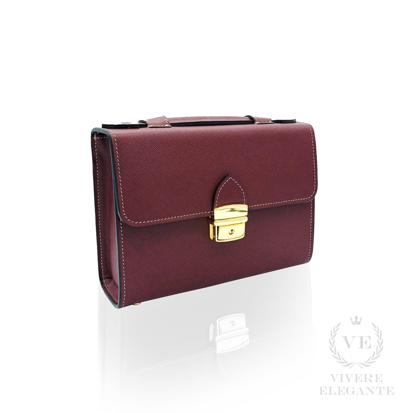 Salomè piccola in pelle saffiano bordeaux