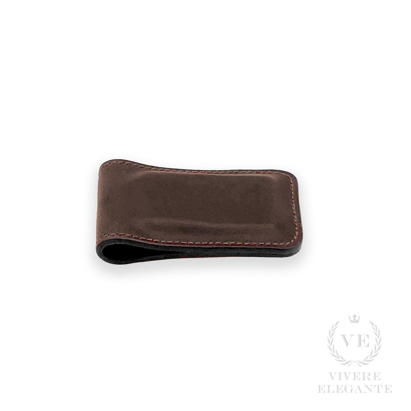 Ferma soldi cuoio marrone