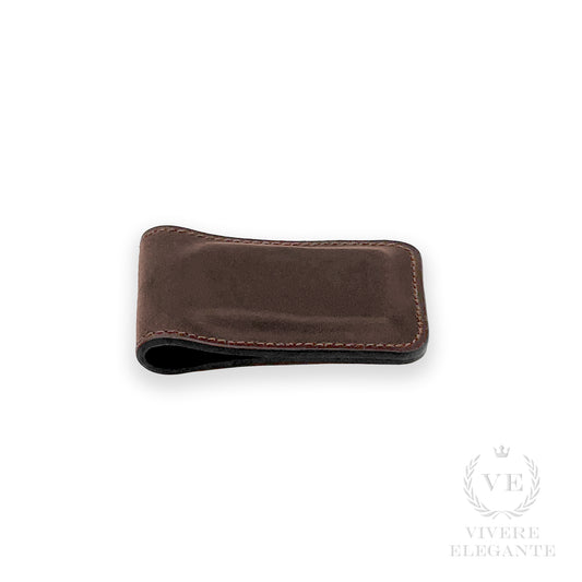 Ferma soldi cuoio marrone