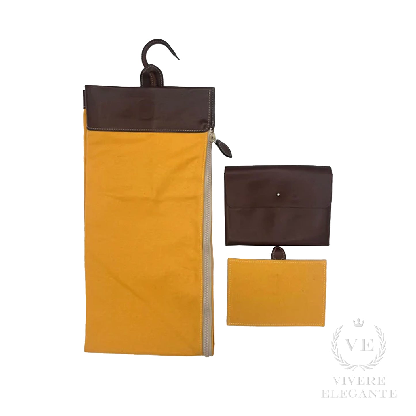 Porta cravatte senape canvas cuoio