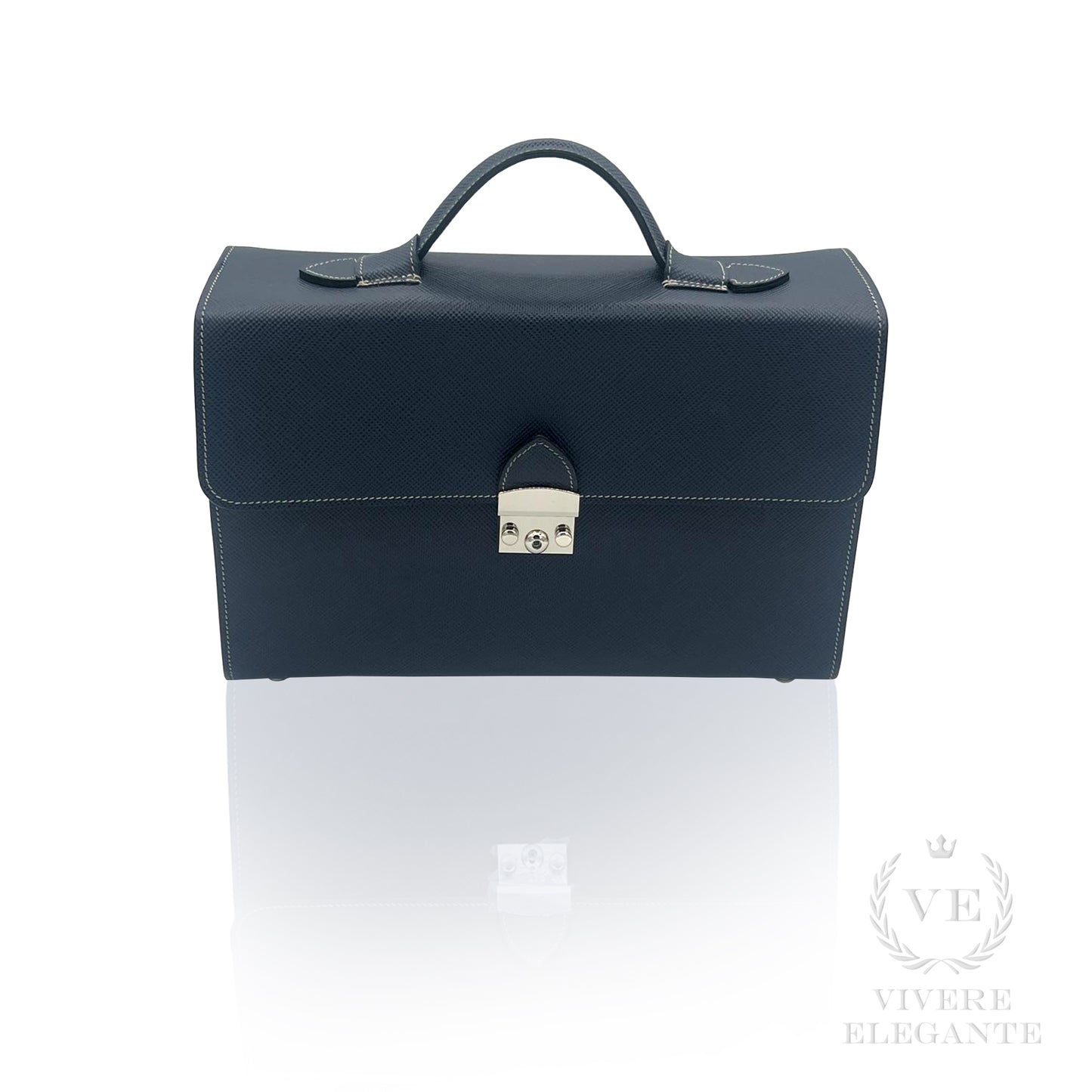 Salomè media in pelle Saffiano blu