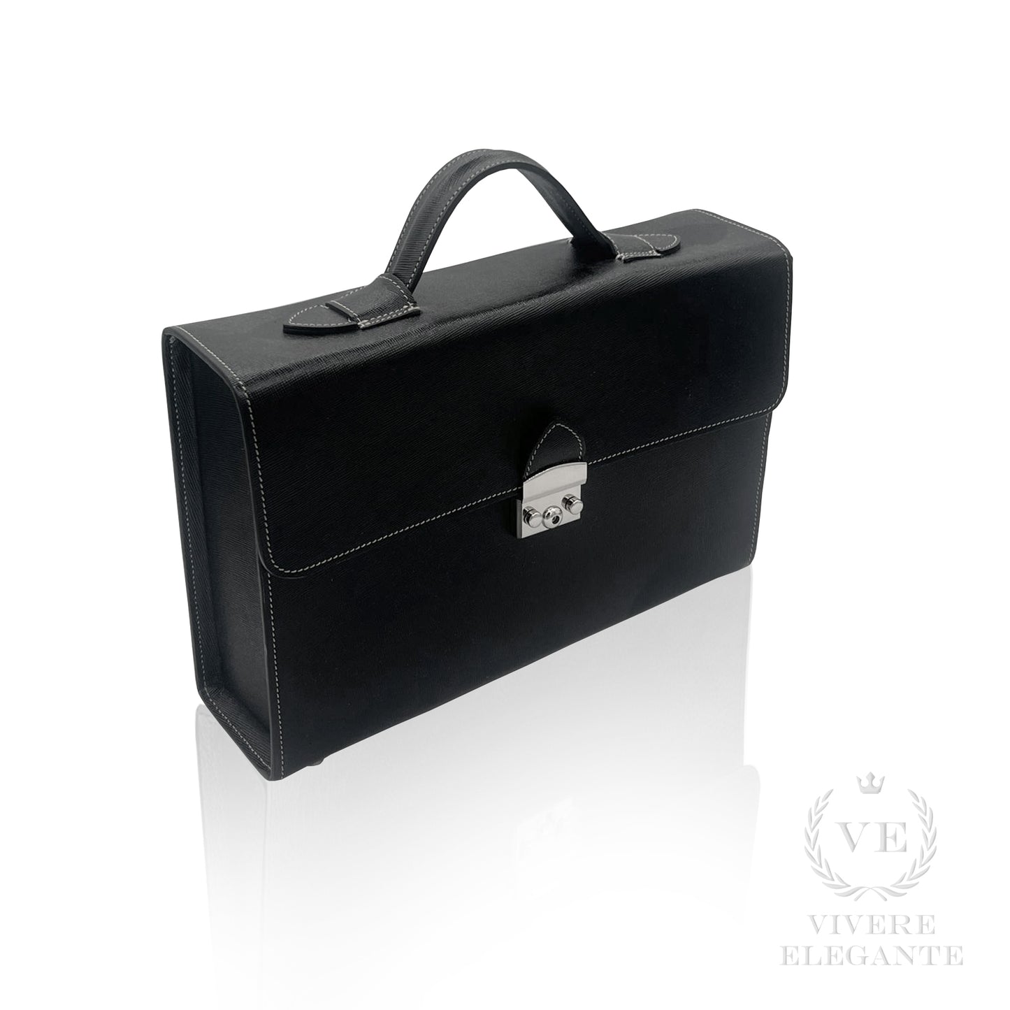 Salomè media in pelle Saffiano nera