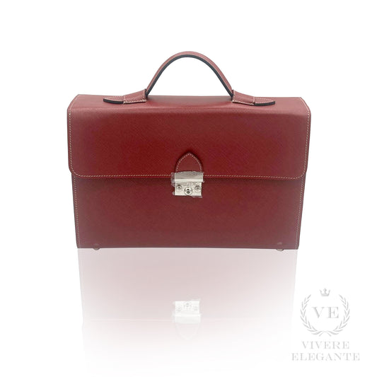 Salomè media in pelle Saffiano bordeaux