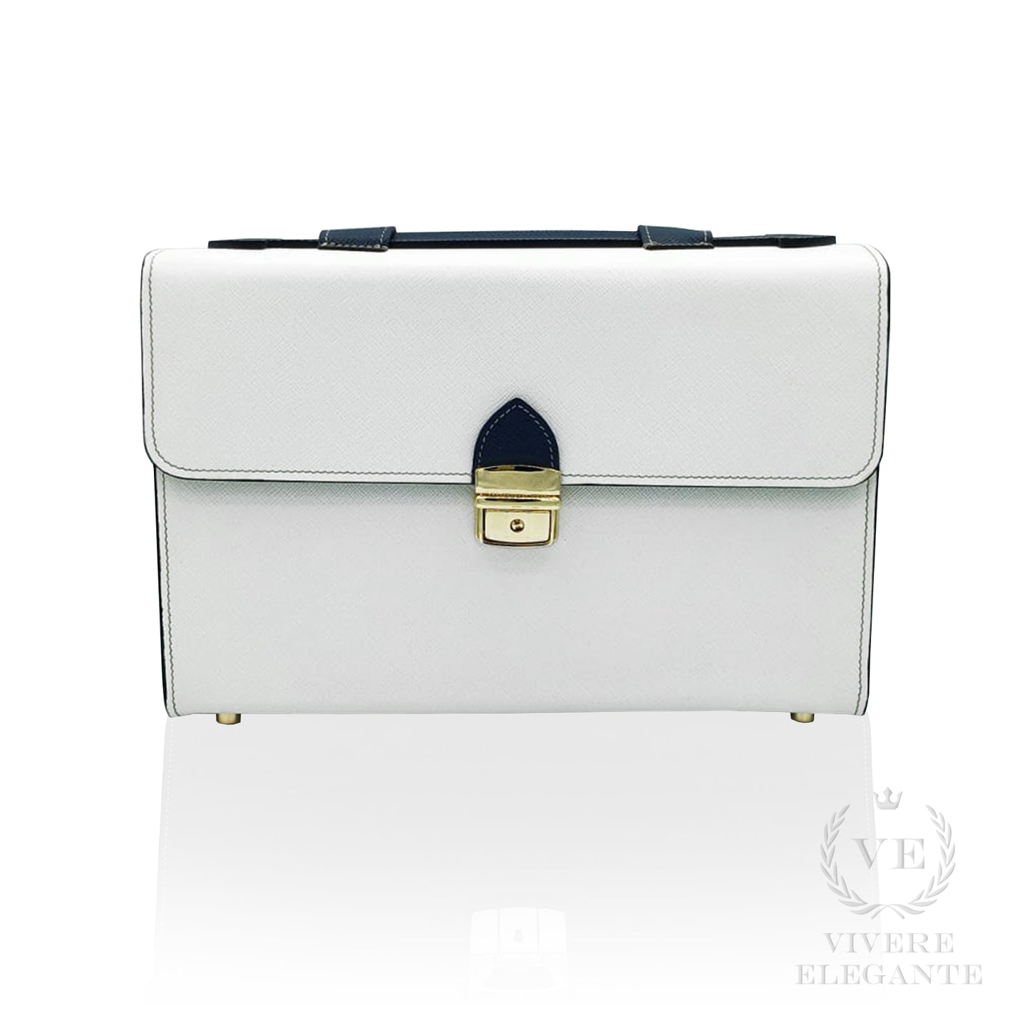 Salomè media bianco e nero in pelle Saffiano