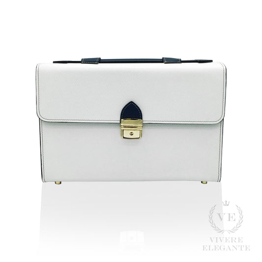 Salomè media bianco e nero in pelle Saffiano