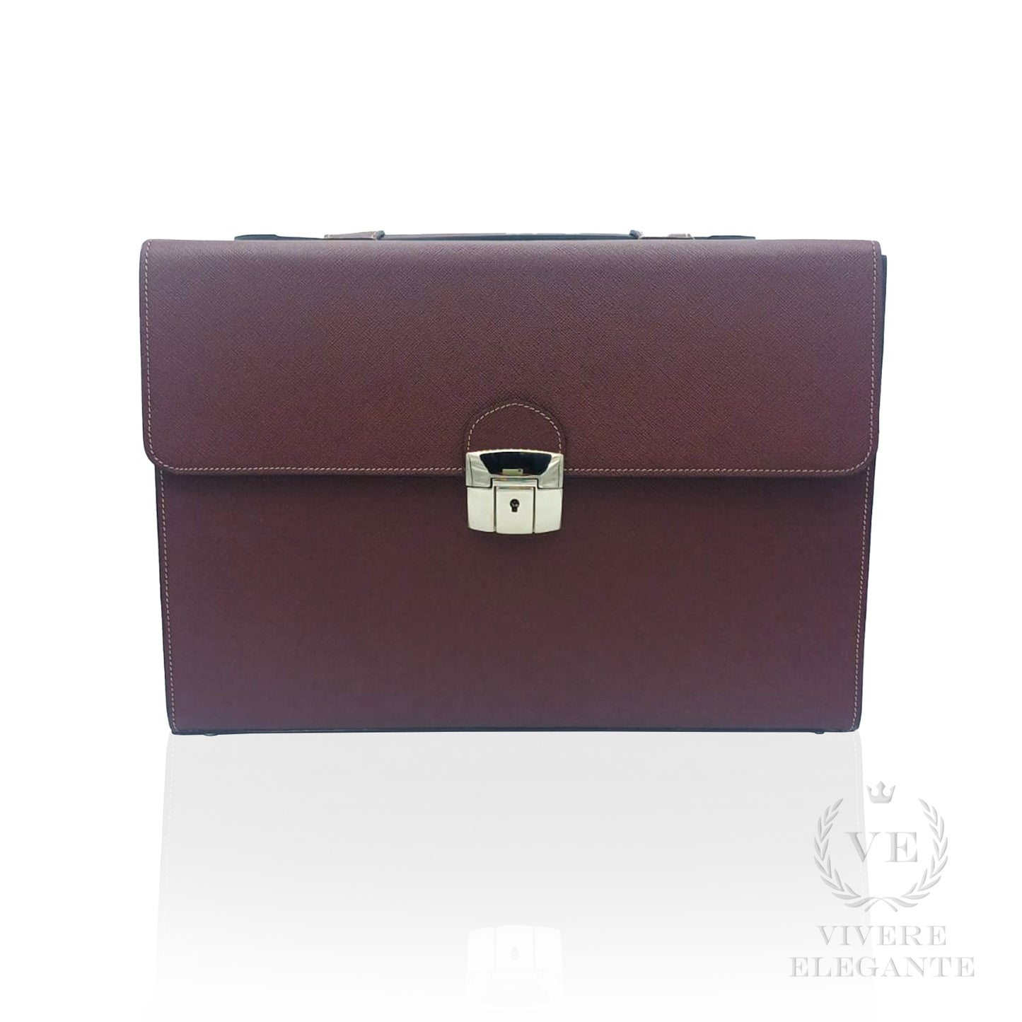 Salomè media in pelle Saffiano bordeaux