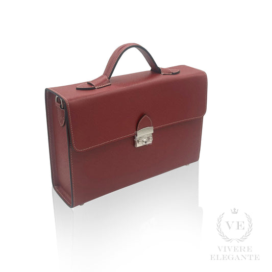 Salomè media in pelle Saffiano bordeaux