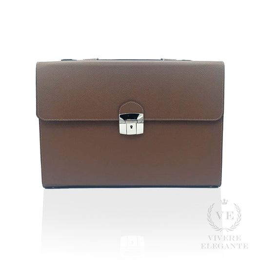 Salomè media in pelle Saffiano marrone