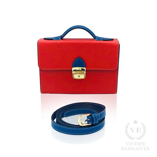 Salomè piccola rosso e blu in pelle martellata