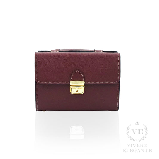 Salomè piccola in pelle saffiano bordeaux