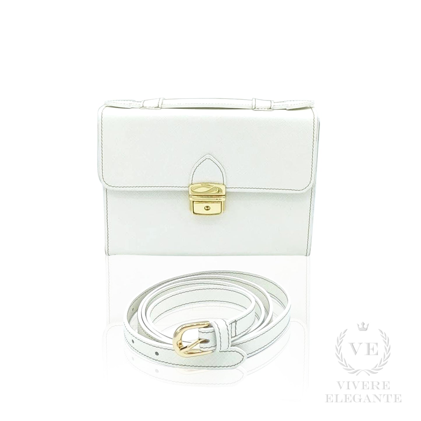 Salomè piccola bianca in pelle Saffiano