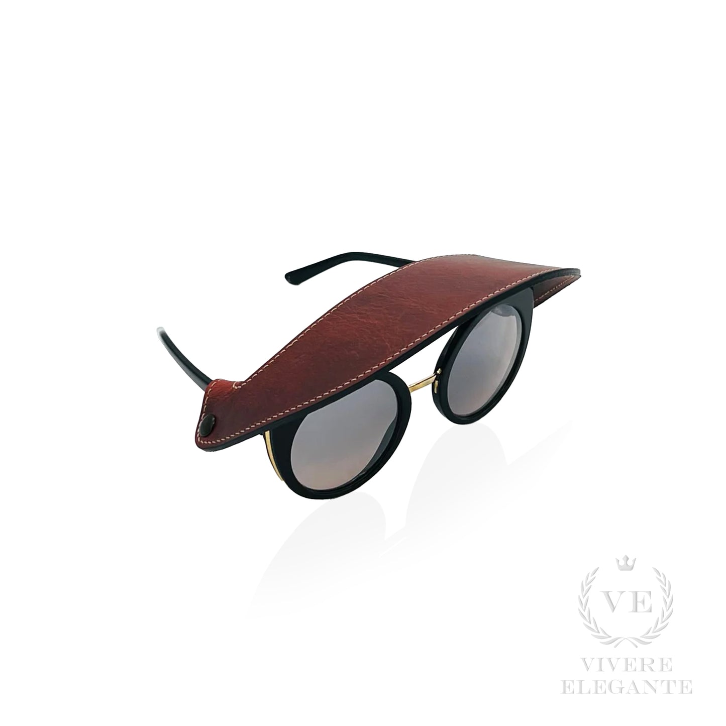 Visiera occhiali cuoio rosso