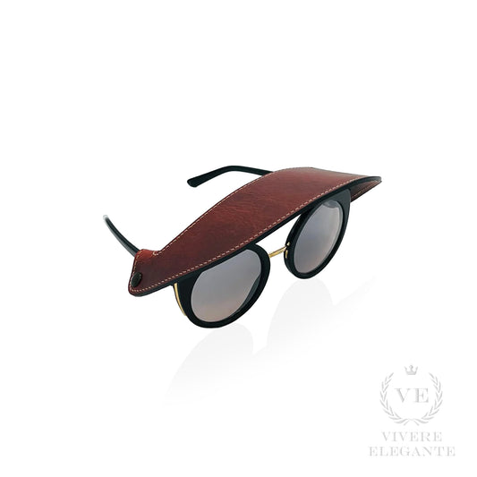 Visiera occhiali cuoio rosso