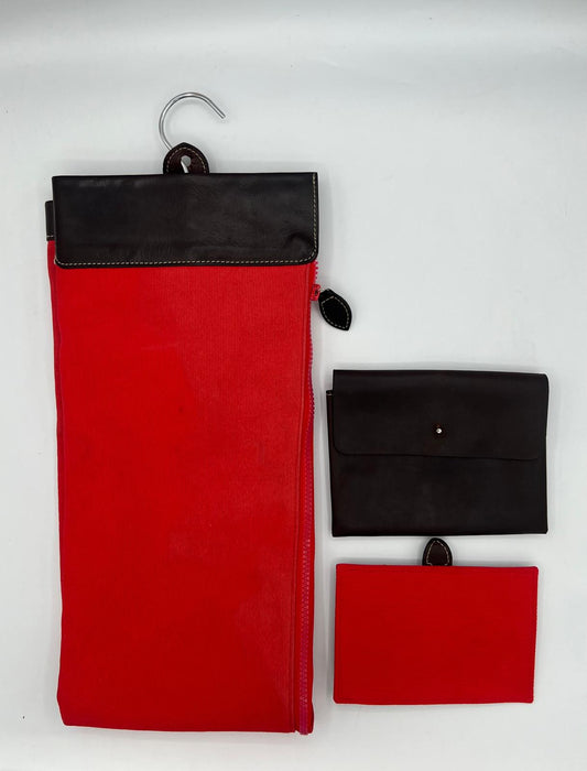 Porta cravatte canvas cuoio