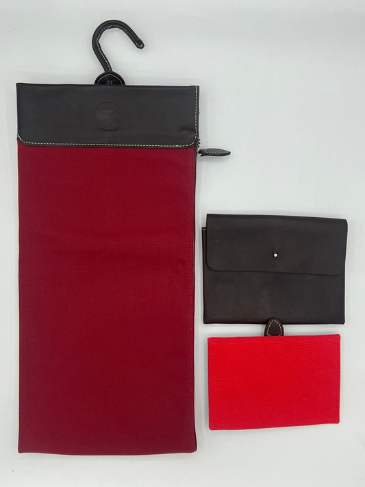 Porta cravatte canvas cuoio da viaggio