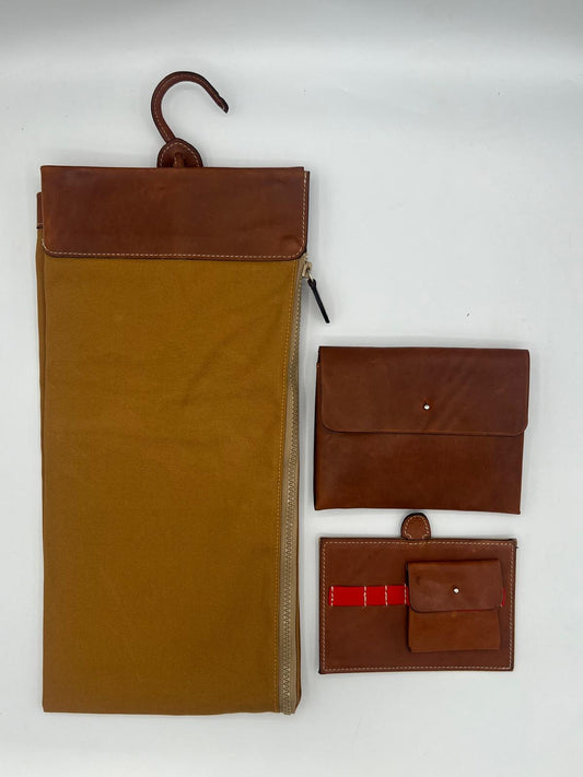 Porta cravatte canvas cuoio